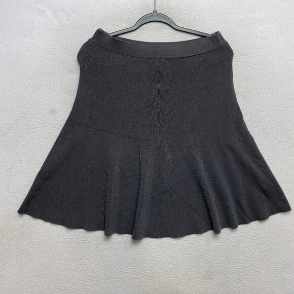 MM Lafleur New York Skirt Womens Large Gray Ribbed Flared Knit Viscose Nylon - Picture 7 of 7